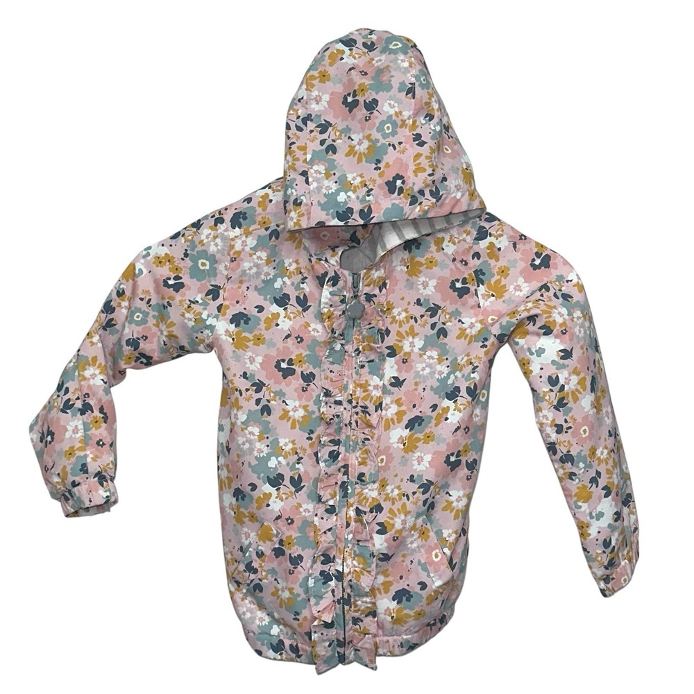 Tommy Bahama Kids S‎ 5/6 Floral Flower Pink Spring Rain Wind Jacket with Hood